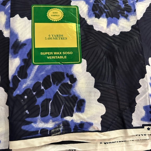 SOSO KAMPALA African Block Prints Guaranteed Veritable Super Wax Fabric 6 Yards - Picture 3 of 8
